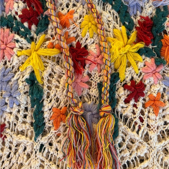 NWT!  Free People Wild Meadow Pullover w Hoodie Crochet Knit Sweater Size L - Picture 6 of 11